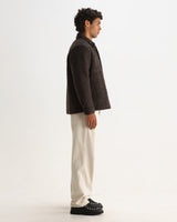 wax london men's Mount - Dusty Brown Reversible Boucle Wool Overshirt