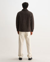 wax london men's Mount - Dusty Brown Reversible Boucle Wool Overshirt