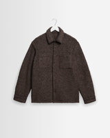 wax london men's Mount - Dusty Brown Reversible Boucle Wool Overshirt