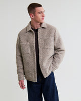wax london men's Mount - Natural Reversible Boucle Wool Overshirt