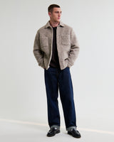 wax london men's Mount - Natural Reversible Boucle Wool Overshirt