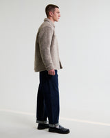 wax london men's Mount - Natural Reversible Boucle Wool Overshirt