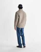 wax london men's Mount - Natural Reversible Boucle Wool Overshirt