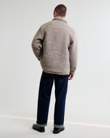 wax london men's Mount - Natural Reversible Boucle Wool Overshirt