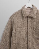 wax london men's Mount - Natural Reversible Boucle Wool Overshirt