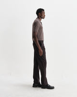 wax london men's Naples - Brown Marl Worsted Wool Knitted Polo