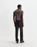 wax london men's Naples - Brown Marl Worsted Wool Knitted Polo