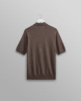 wax london men's Naples - Brown Marl Worsted Wool Knitted Polo