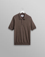 wax london men's Naples - Brown Marl Worsted Wool Knitted Polo