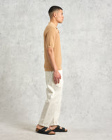 wax london men's Naples - Camel Textured Knitted Polo Shirt