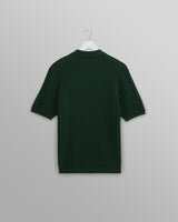 wax london men's Naples - Dark Green Textured Knitted Polo Shirt