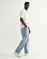 wax london men's Naples - Ecru Retro Diamond Knitted Polo