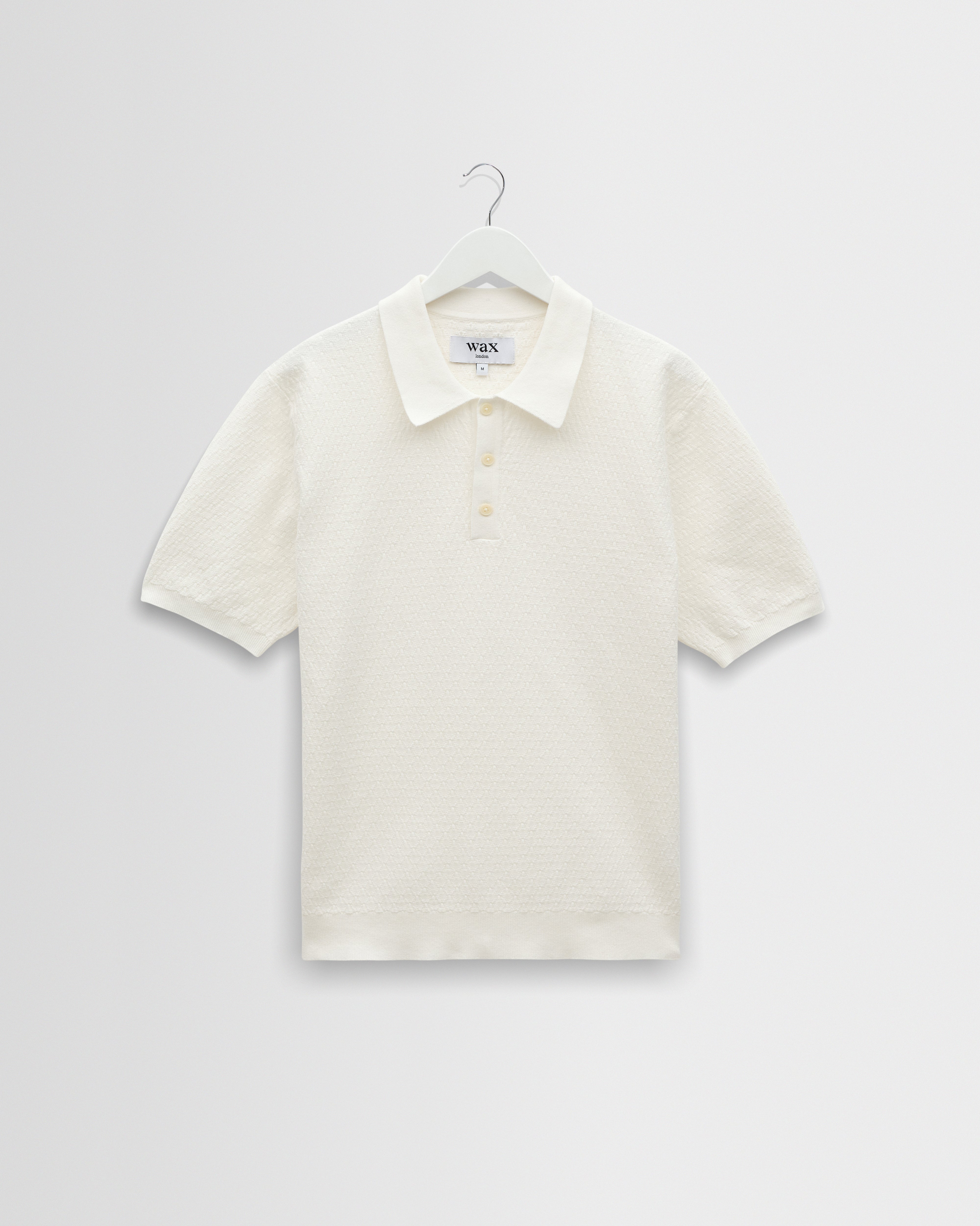 Men's Ecru Retro Diamond Knitted Polo | Wax London