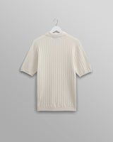 wax london men's Naples - Ecru Textured Knitted Polo Shirt