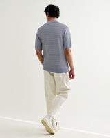 wax london men's Naples - Light Blue Mini Geometric Knitted Polo