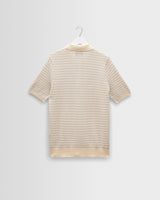 wax london men's Naples - Natural Mini Geometric Knitted Polo