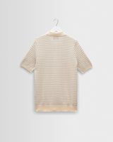 wax london men's Naples - Natural Mini Geometric Knitted Polo