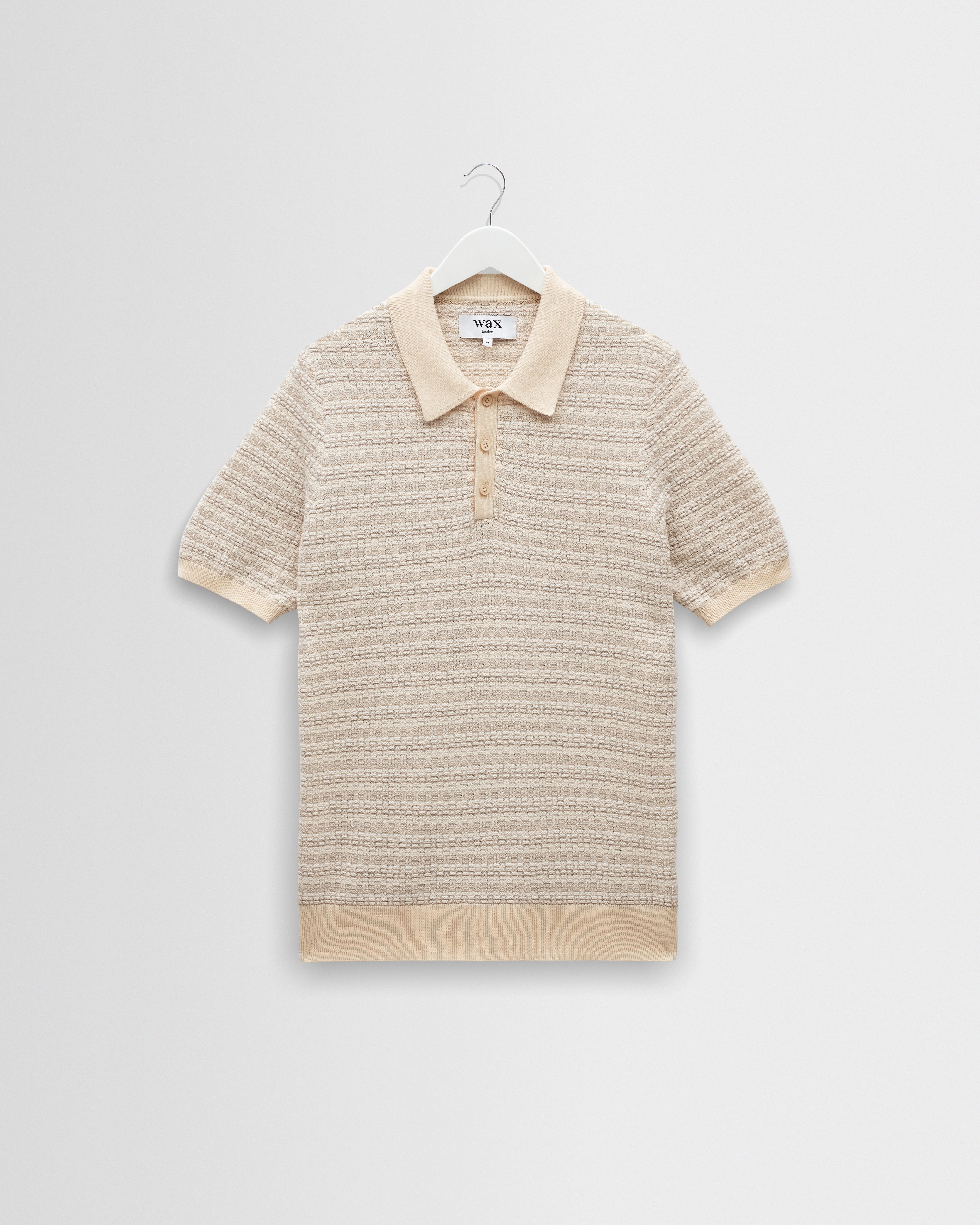 Men's Natural Mini Geometric Knitted Polo | Wax London