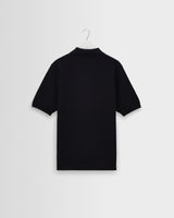 wax london men's Naples - Navy Retro Diamond Knitted Polo