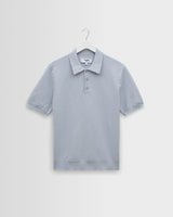 wax london men's Naples - Pale Blue Retro Diamond Knitted Polo