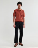 wax london men's Naples - Rust Retro Diamond Knitted Polo