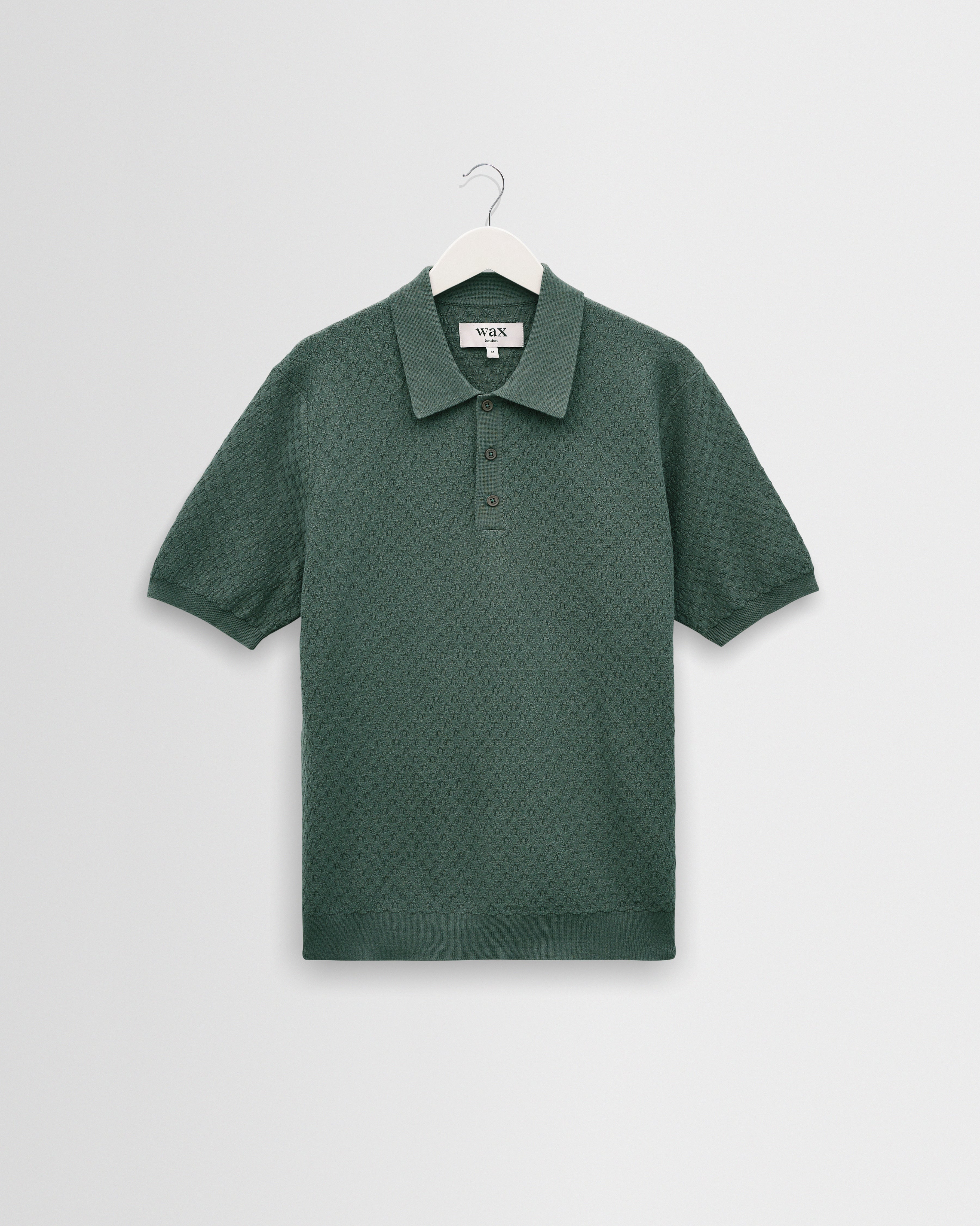 Men's Sea Green Retro Diamond Knitted Polo | Wax London