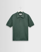 wax london men's Naples - Sea Green Retro Diamond Knitted Polo