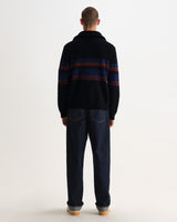 wax london men's Norris - Black And Multicolour Knitted Funnel Neck