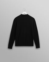 wax london men's Oban - Black Worsted Wool Knitted Polo