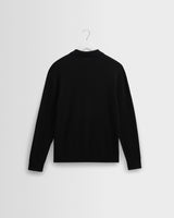 wax london men's Oban - Black Worsted Wool Knitted Polo