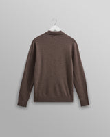 wax london men's Oban - Brown Marl Worsted Wool Knitted Polo