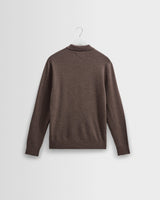 wax london men's Oban - Brown Marl Worsted Wool Knitted Polo