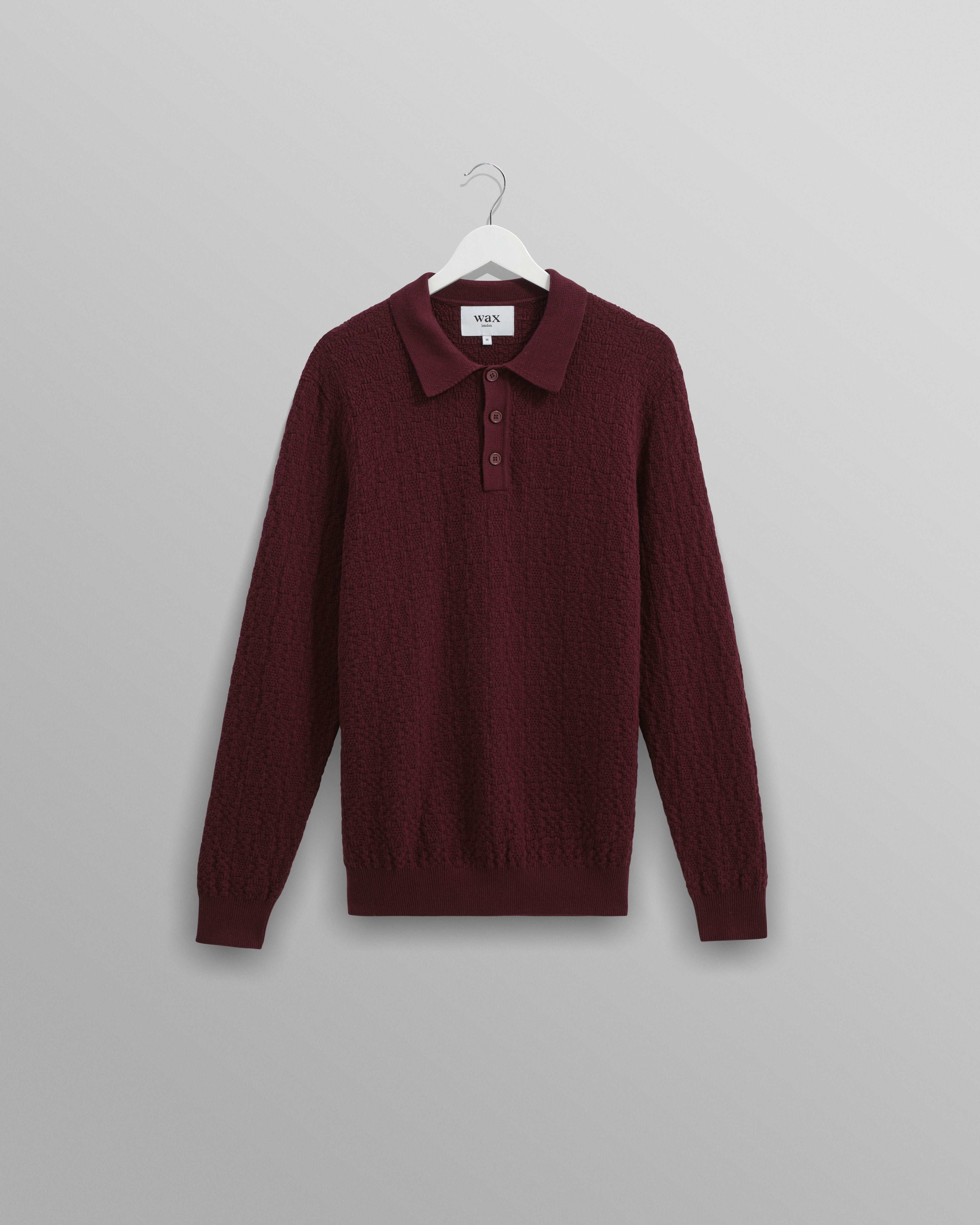 Burgundy long sleeve polo shirt best sale