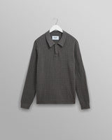 wax london men's Oban - Grey Marl Diamond Stripe Knitted Polo