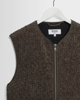 wax london men's OSSIAN GILET BOBBLE WOOL DUSTY BROWN