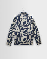 wax london men's Otto - Blue And Ecru Quilted Jacquard Overshirt