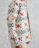 wax london men's Otto - Ecru And Red Quilted Overshirt