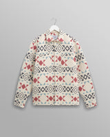 wax london men's Otto - Ecru And Red Quilted Overshirt