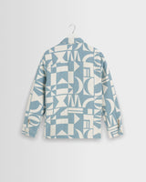 wax london men's Otto - Light Blue And Ecru Quilted Jacquard Overshirt