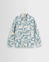 wax london men's Otto - Light Blue And Ecru Quilted Jacquard Overshirt