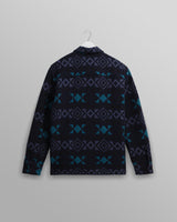 wax london men's Otto - Navy And Teal Blanket Quilted Overshirt