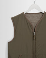 wax london men's Paragon - Natural Reversible Nylon And Wool Gilet