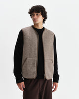 wax london men's Paragon - Natural Reversible Nylon And Wool Gilet