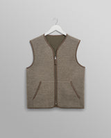 wax london men's Paragon - Natural Reversible Nylon And Wool Gilet