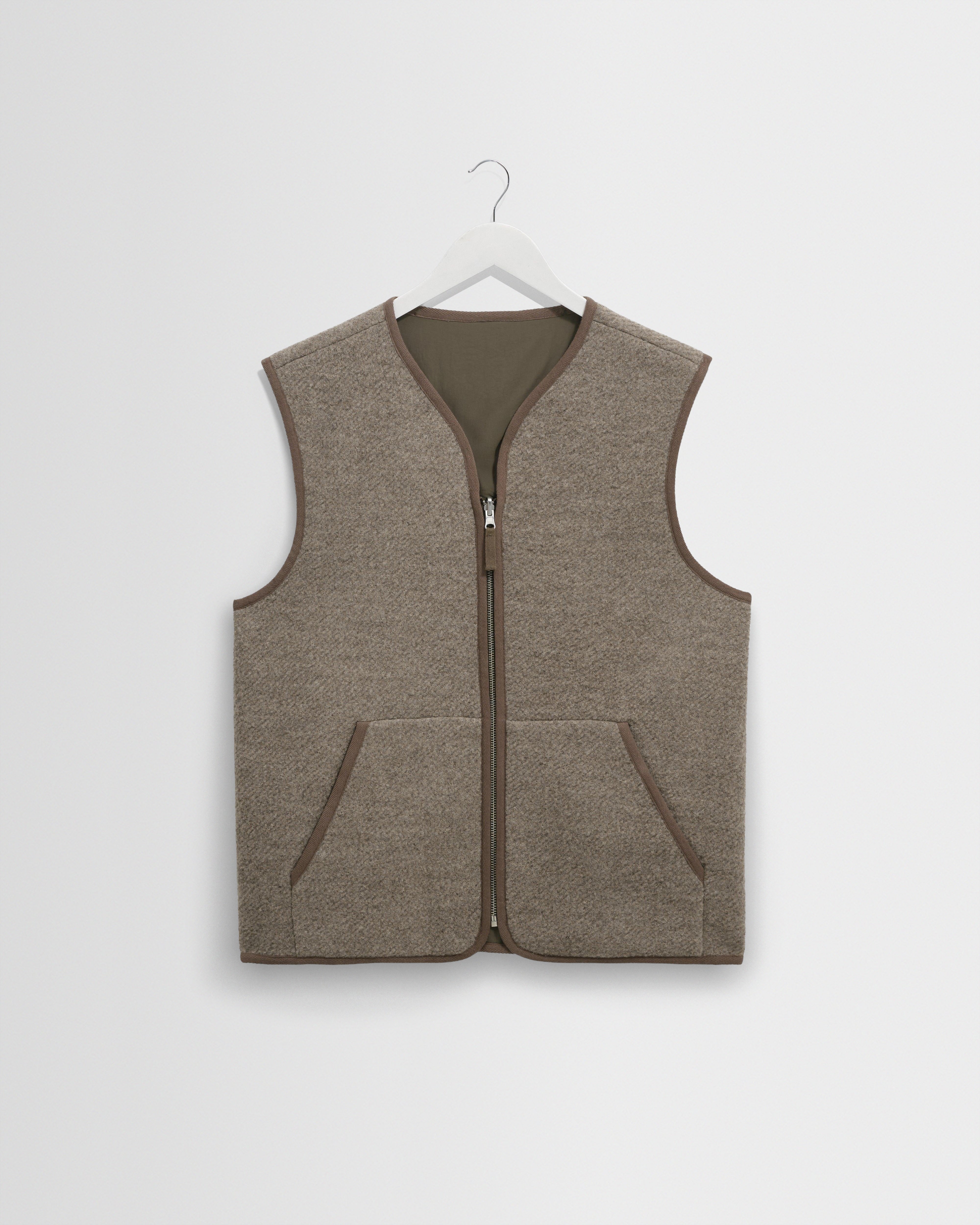 Men's Natural Reversible Nylon And Wool Gilet | Wax London