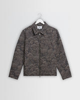 wax london men's PARK JACKET GEO WAVE JACQUARD NAVY / BROWN