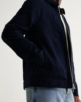 wax london men's Park - Navy Tonal Applique Jacket