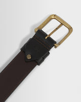 wax london men's Paton - Dark Brown Embroidered Leather Belt