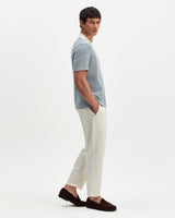 Pendal - Blue And Ecru Ribbed Organic Cotton Polo Shirt