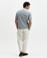 Pendal - Blue And Ecru Ribbed Organic Cotton Polo Shirt